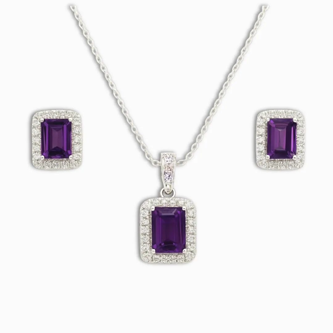 Silver Natural Amethyst Earrings and Necklace Jewelry Sets sold by Zulily