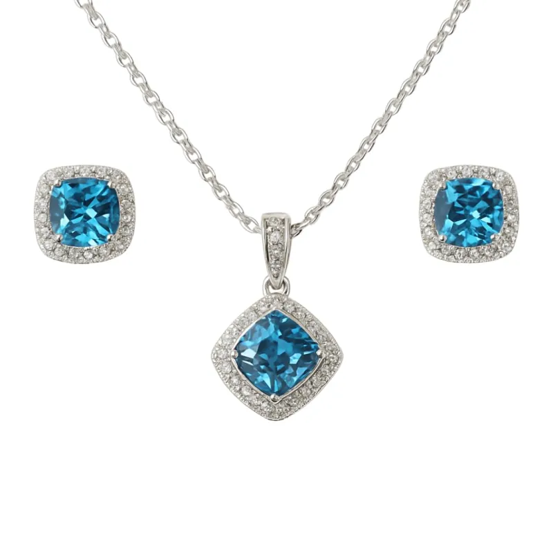 Earrings and Necklace Natural Cushion Blue Topaz Jewelry Sets made by Zulily