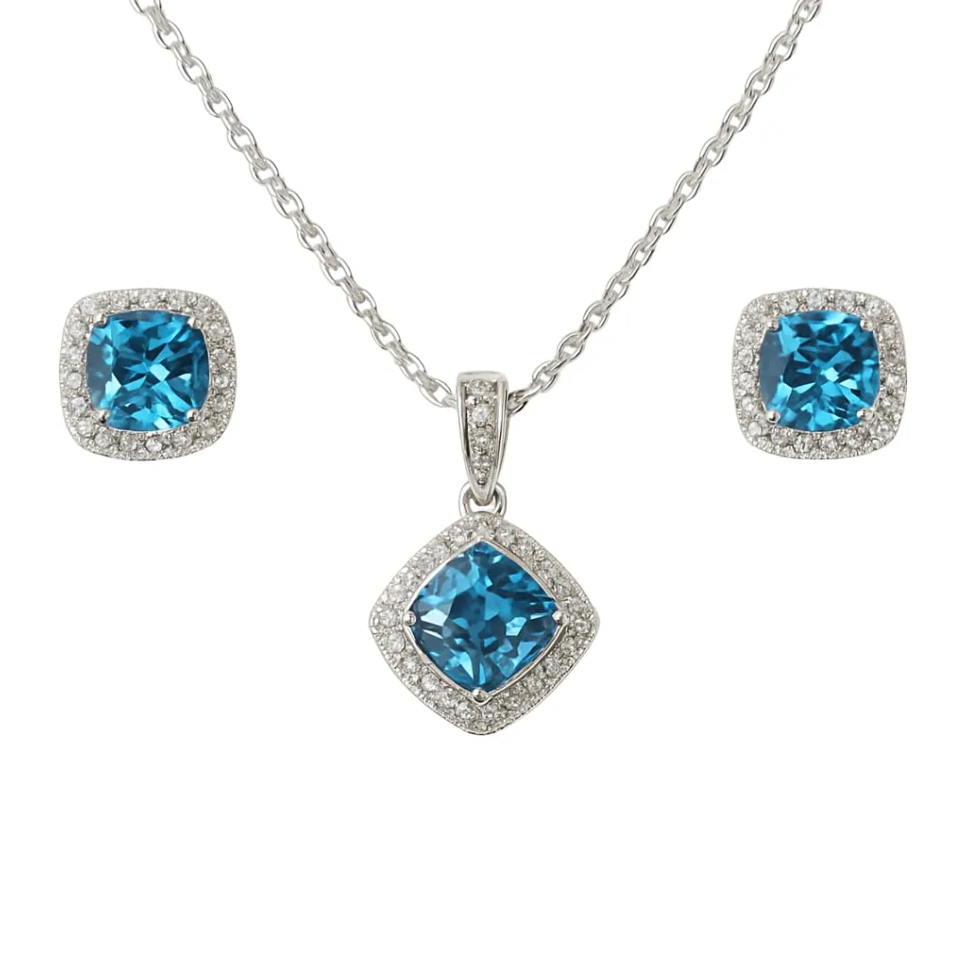 Earrings and Necklace Natural Cushion Blue Topaz Jewelry Sets sold by Zulily