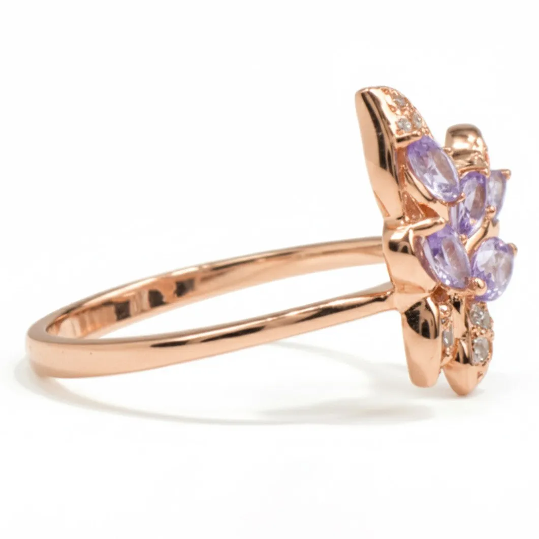 0.14 Ct Marquise Purple Amethyst and White Topaz Prong Silver Butterfly Ring sold by Zulily product image thumbnail 4