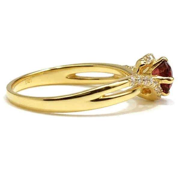 0.72 Round Red Garnet and White Topaz Prong Silver Bypass Ring sold by Zulily product image thumbnail 4