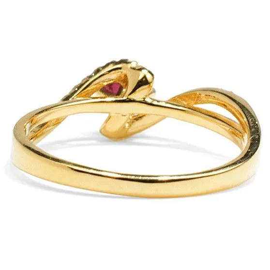 0.72 Round Red Garnet and White Topaz Prong Silver Bypass Ring sold by Zulily product image thumbnail 3
