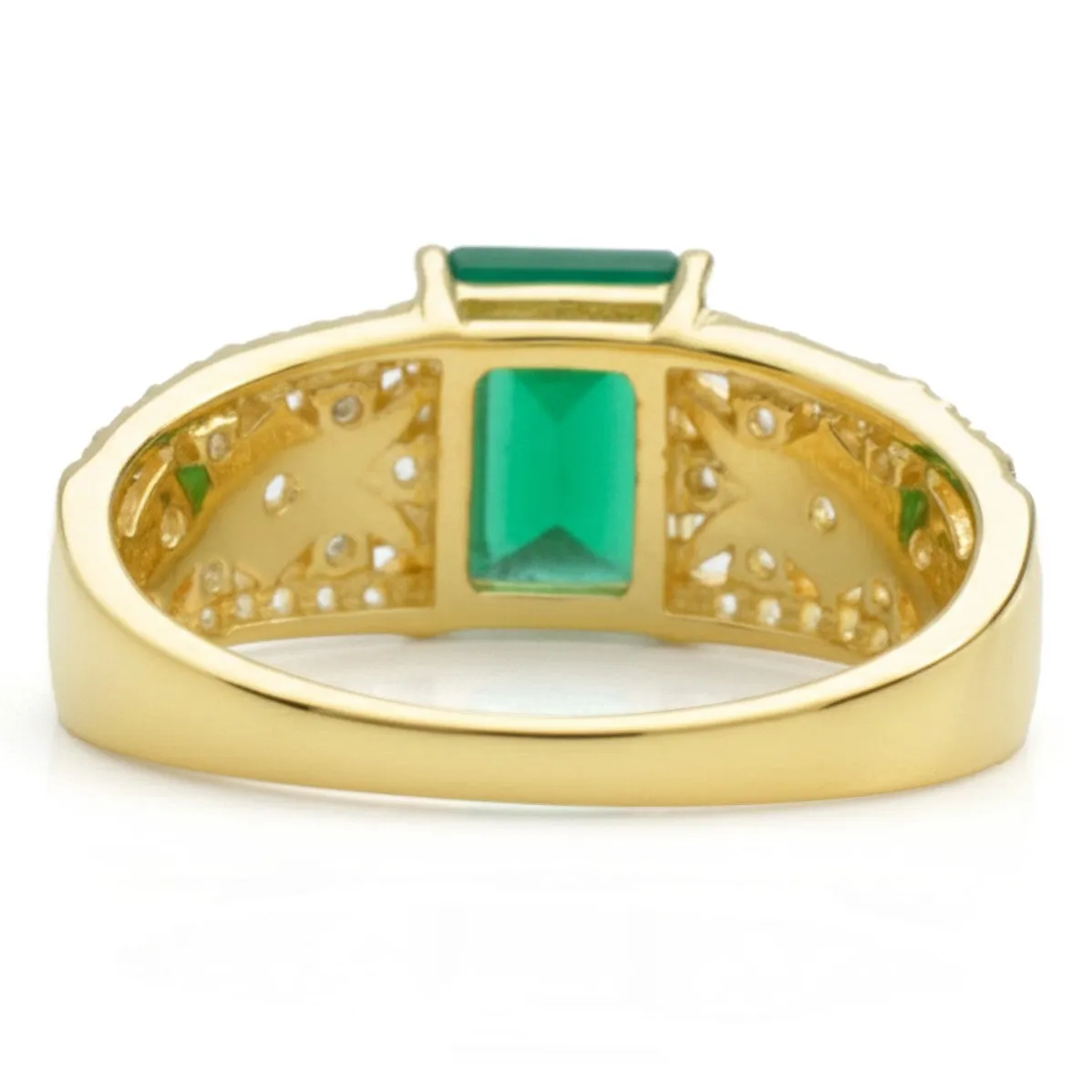 Emerald Cut Natural Green Agate Silver Statement Ring sold by Zulily product image thumbnail 3