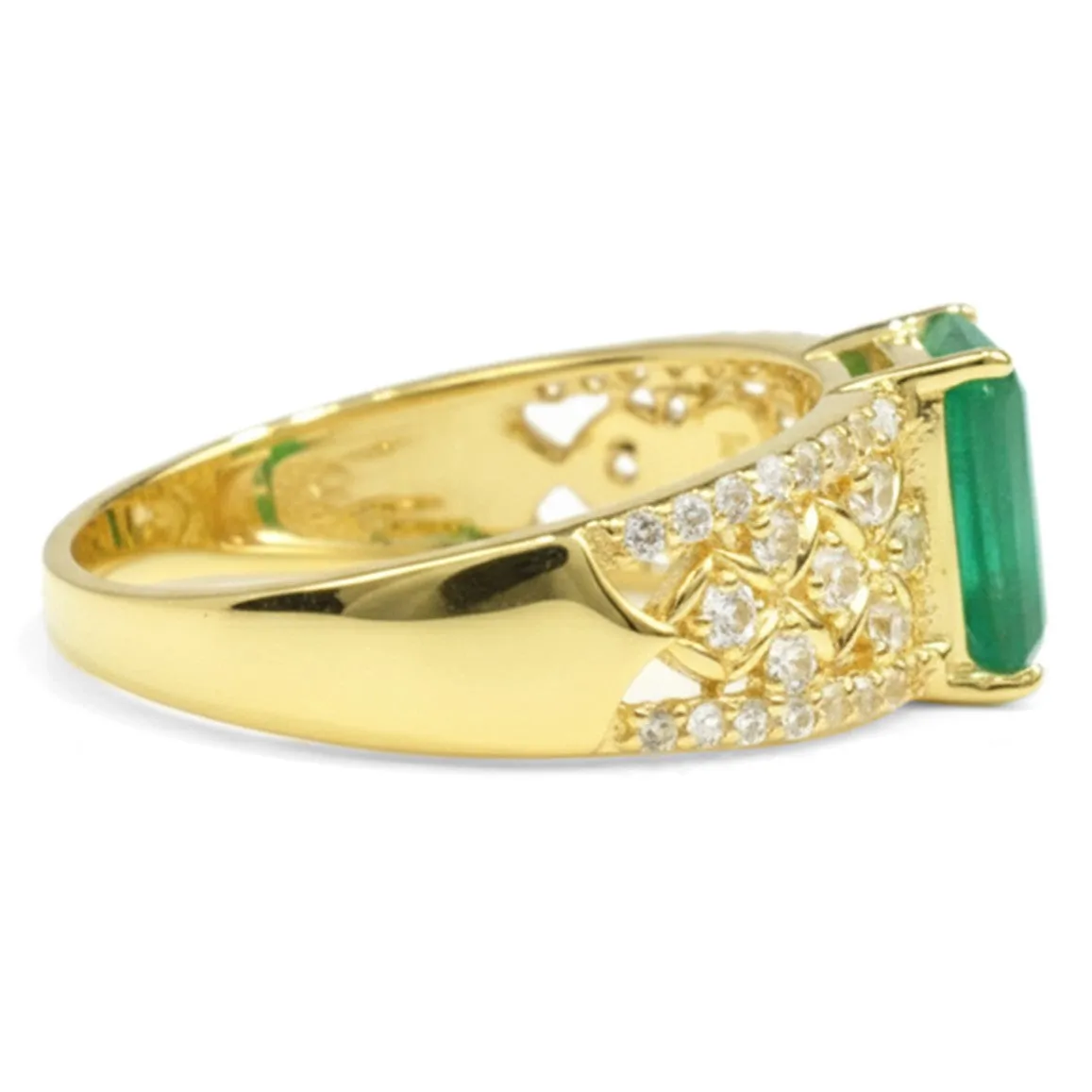 Emerald Cut Natural Green Agate Silver Statement Ring sold by Zulily product image thumbnail 4