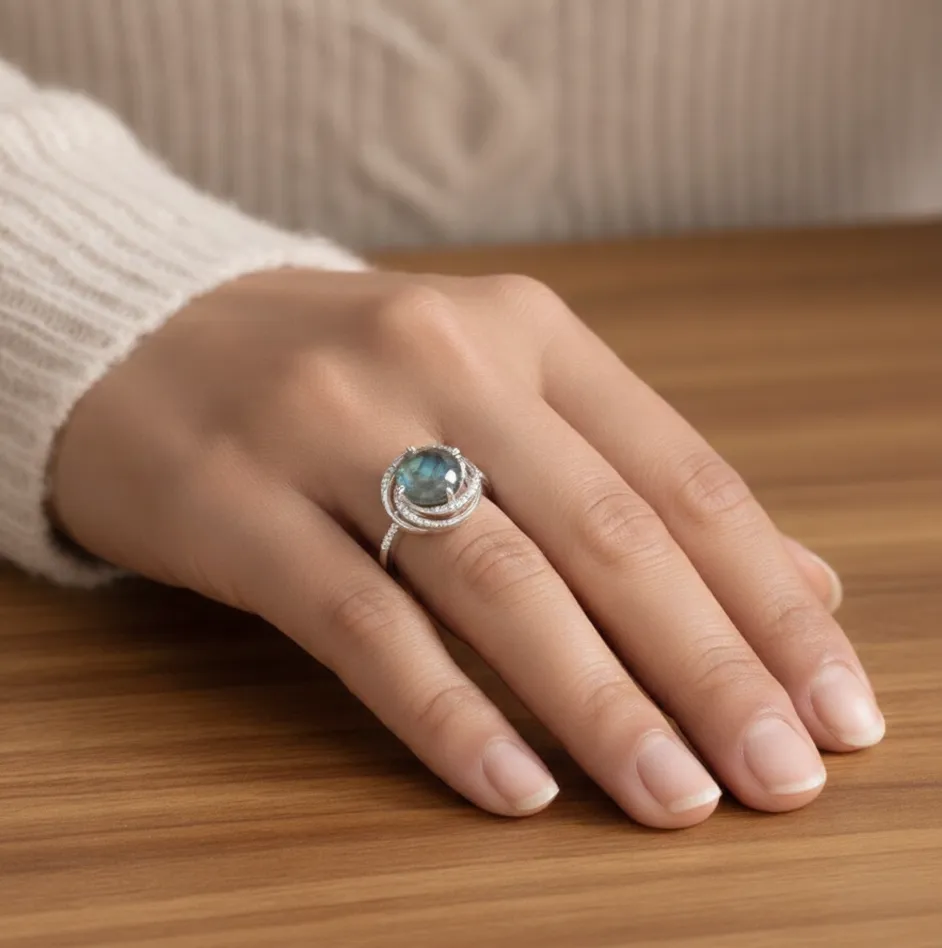 Natural Labradorite 925 Sterling Silver Statement Ring sold by Zulily product image thumbnail 2