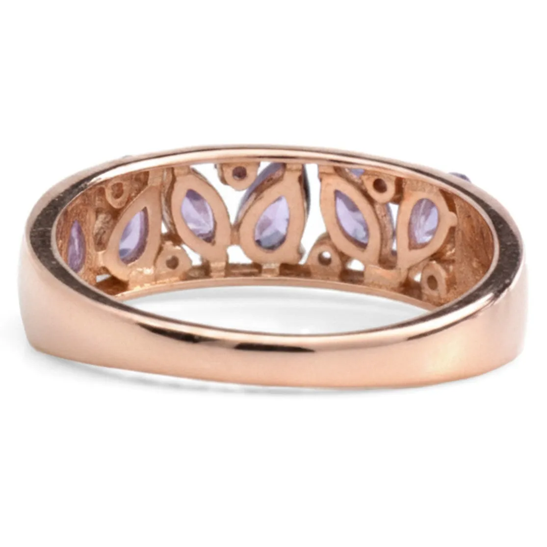 0.54 Ct Pear and Marquise Purple Amethyst and White Topaz Prong Silver Leaf Band Ring sold by Zulily product image thumbnail 3