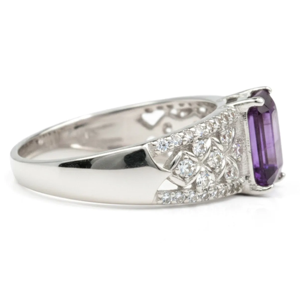 1.66 Ct Octagon Purple Amethyst and White Topaz Prong Silver Statement Ring sold by Zulily product image thumbnail 3