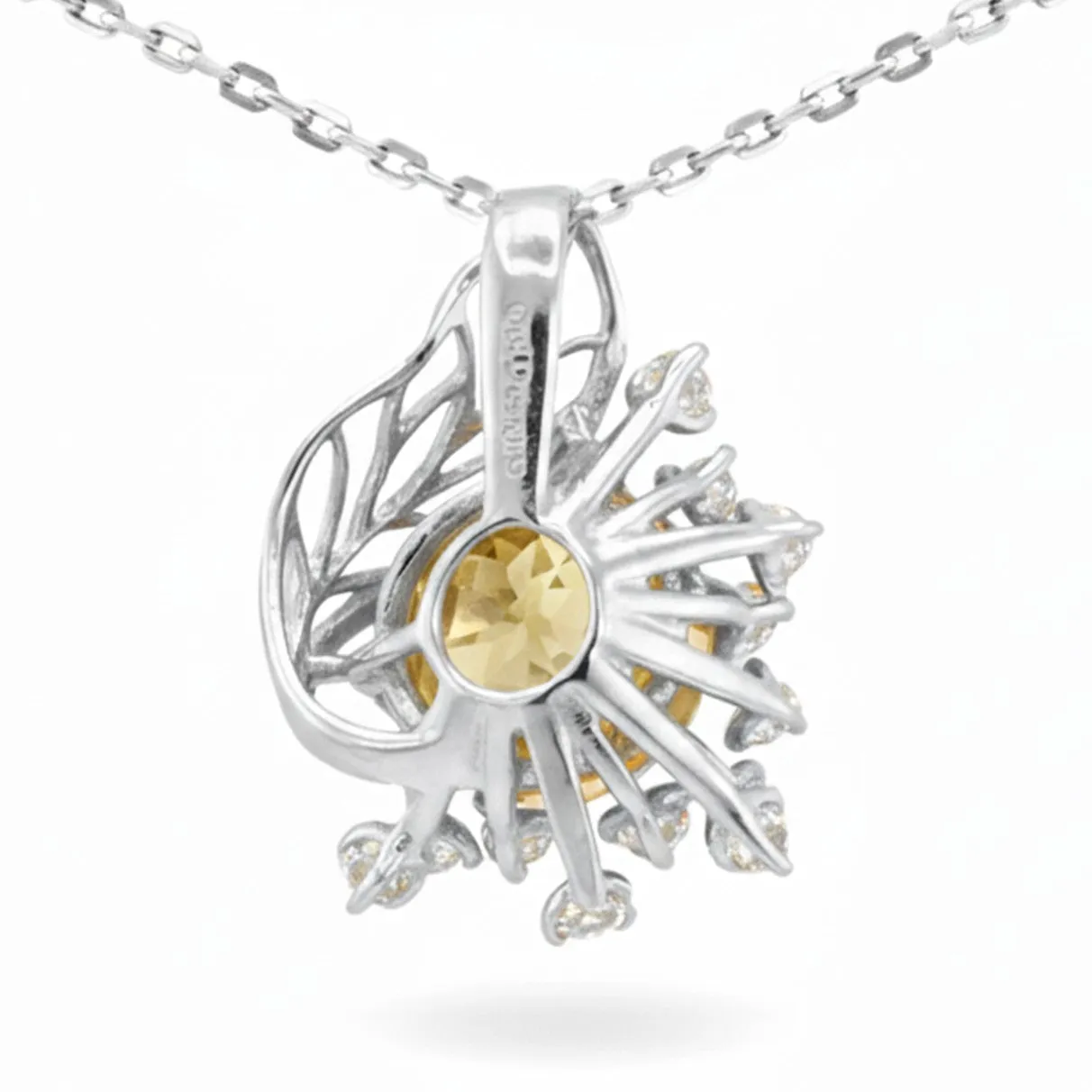Natural Yellow Citrine Silver Flower Necklace sold by Zulily product image thumbnail 2