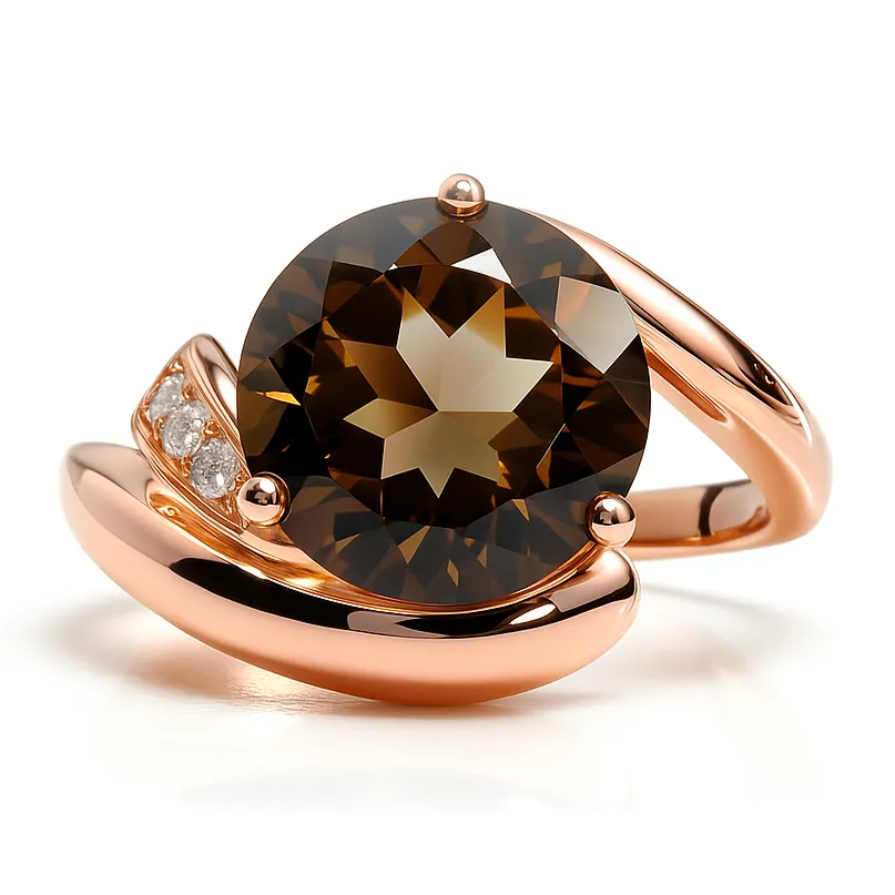 Natural Brown Smoky Quartz Sterling Silver Bypass Ring sold by Zulily