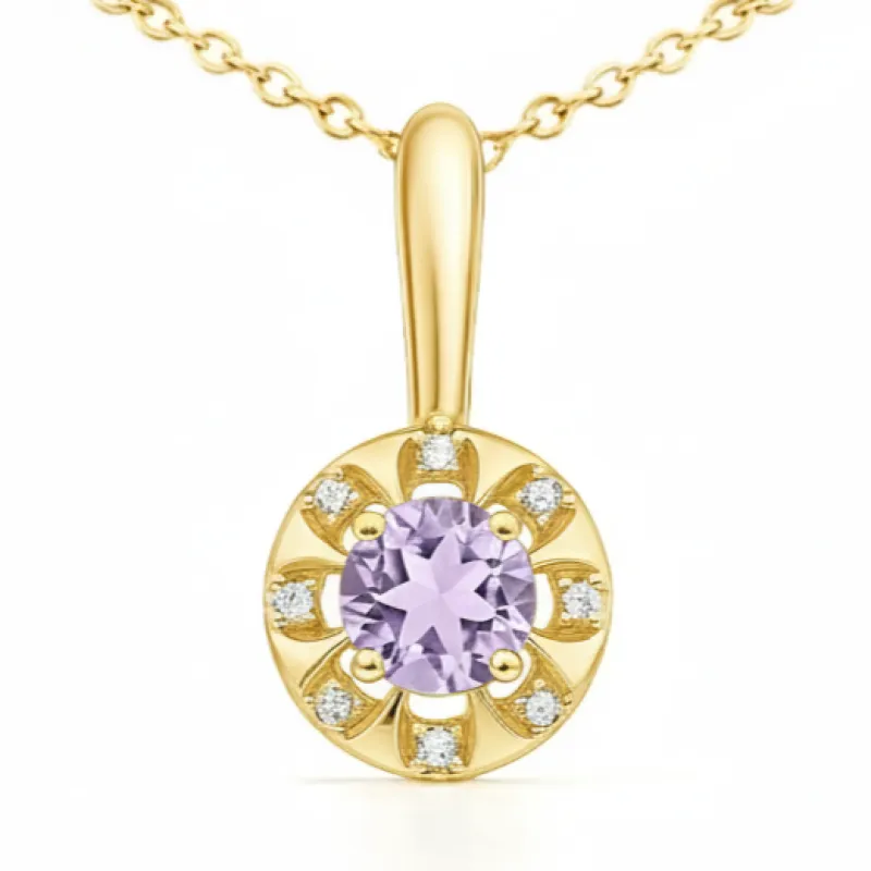Natural Round Amethyst Dainty Sterling Silver Necklace made by Zulily
