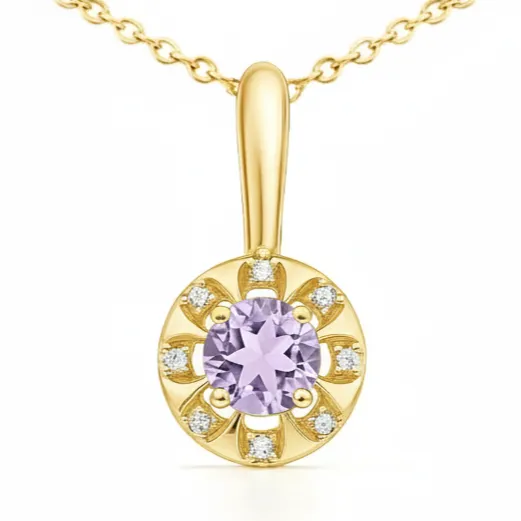 Natural Round Amethyst Dainty Sterling Silver Necklace sold by Zulily