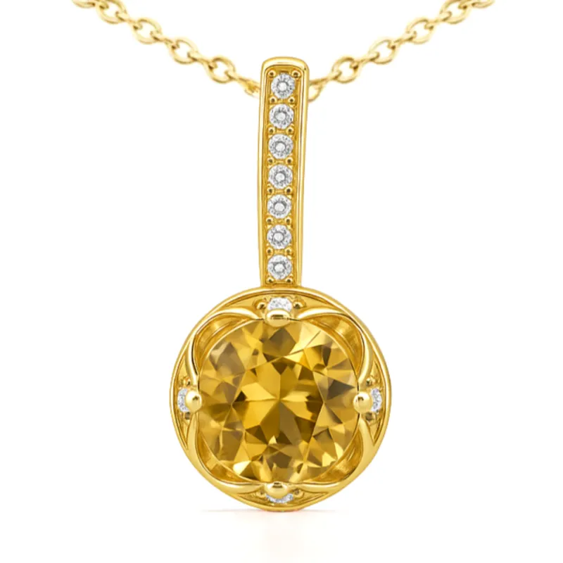 Natural Yellow Citrine Sterling Silver Pendant made by Zulily
