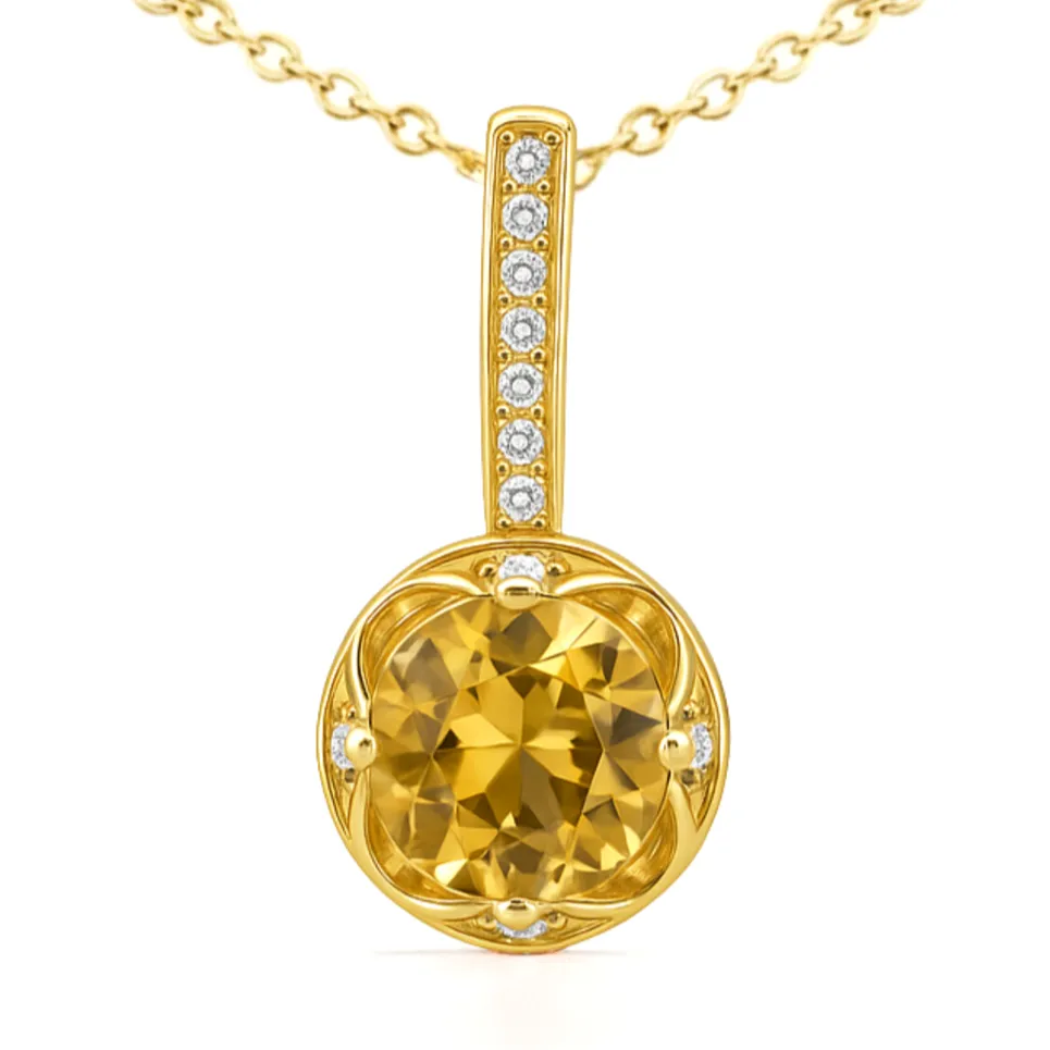 Natural Yellow Citrine Sterling Silver Pendant sold by Zulily