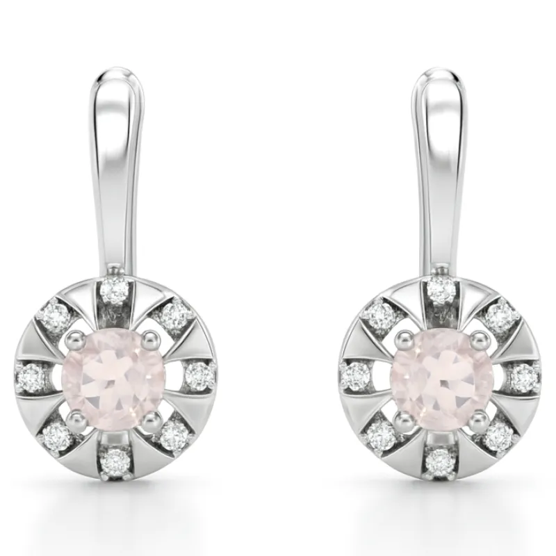 Natural Rose Quartz & White Topaz Sterling Silver Earrings made by Zulily