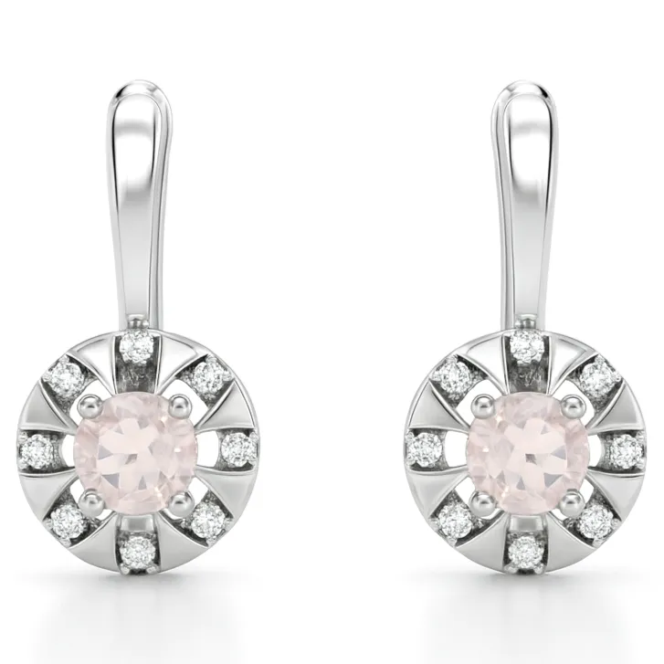 Natural Rose Quartz & White Topaz Sterling Silver Earrings sold by Zulily