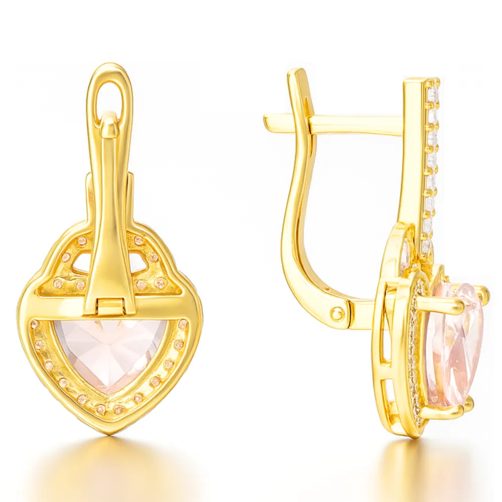 Pink Natural Rose Quartz Sterling Silver Heart Earrings sold by Zulily product image thumbnail 2