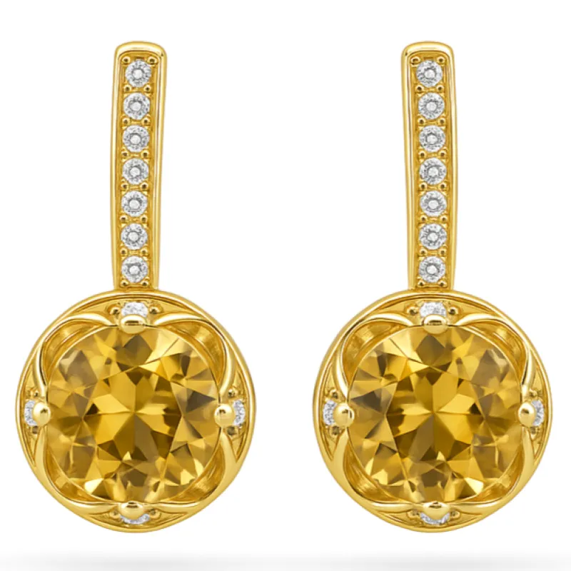 Natural Round Citrine Sterling Silver Drop Earrings made by Zulily