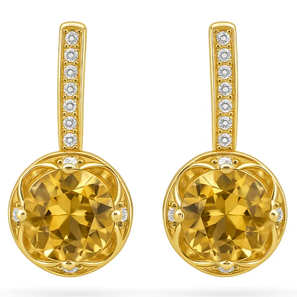 Natural Round Citrine Sterling Silver Drop Earrings sold by Zulily