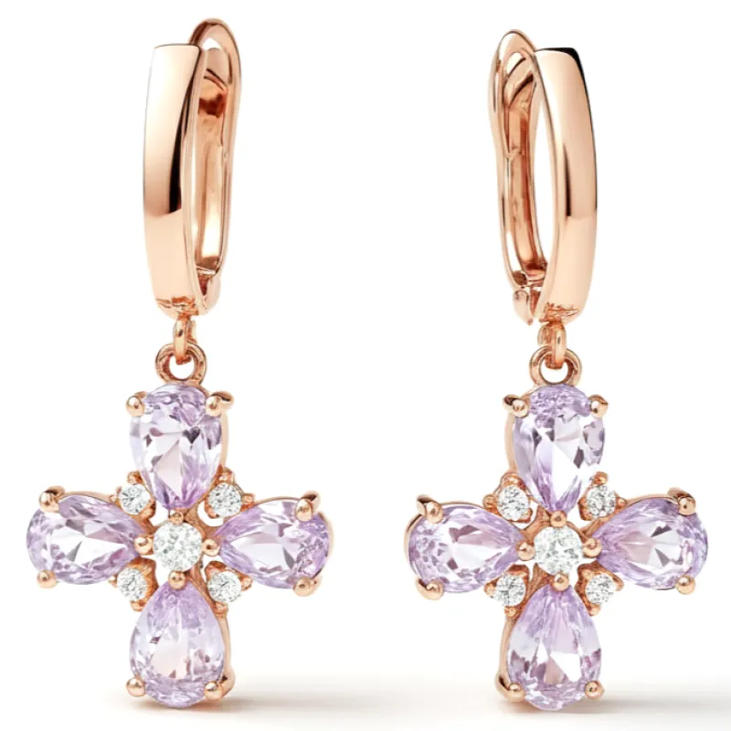 Purple Natural Amethyst Flower Silver Earrings made by Zulily