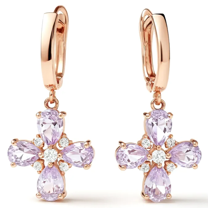 Purple Natural Amethyst Flower Silver Earrings sold by Zulily