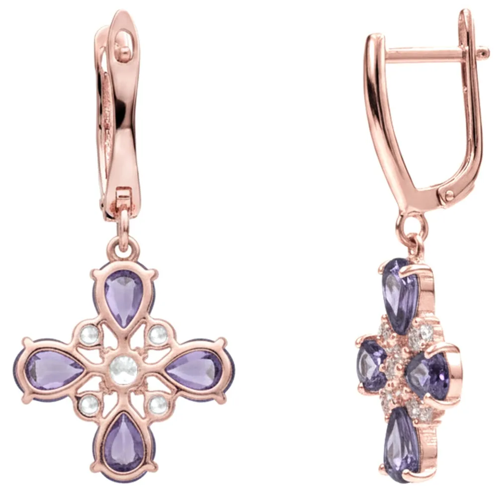 Purple Natural Amethyst Flower Silver Earrings sold by Zulily product image thumbnail 2