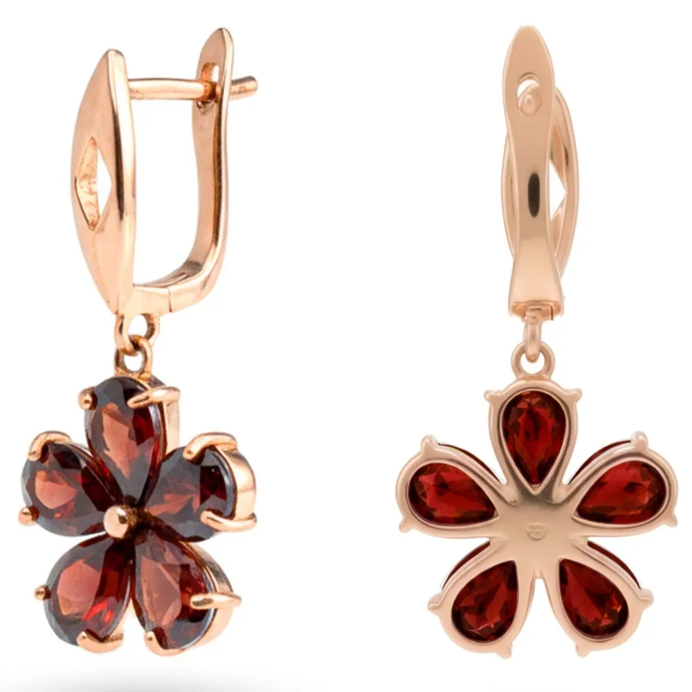 Natural Red Garnet Sterling Silver Flower Earrings sold by Zulily product image thumbnail 2
