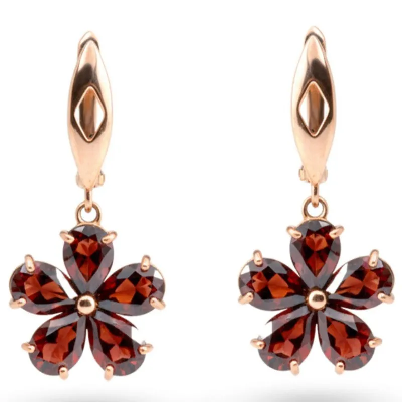 Natural Red Garnet Sterling Silver Flower Earrings made by Zulily