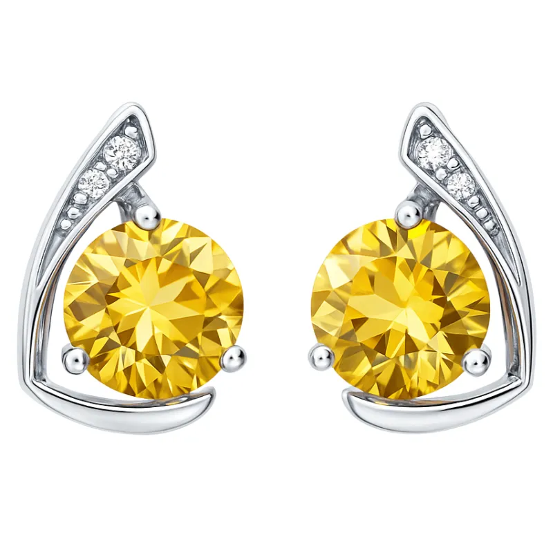 Natural Citrine & White Topaz Sterling Silver Earrings made by Zulily