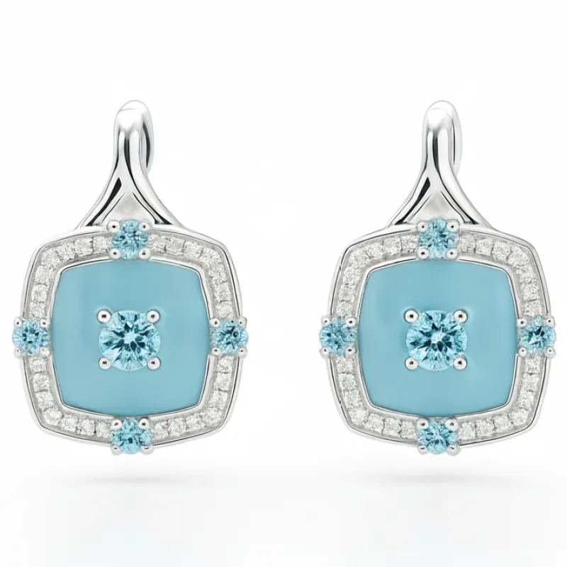 Natural Blue Topaz Sterling Silver Halo Earrings made by Zulily