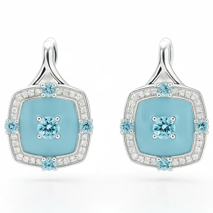 Natural Blue Topaz Sterling Silver Halo Earrings sold by Zulily