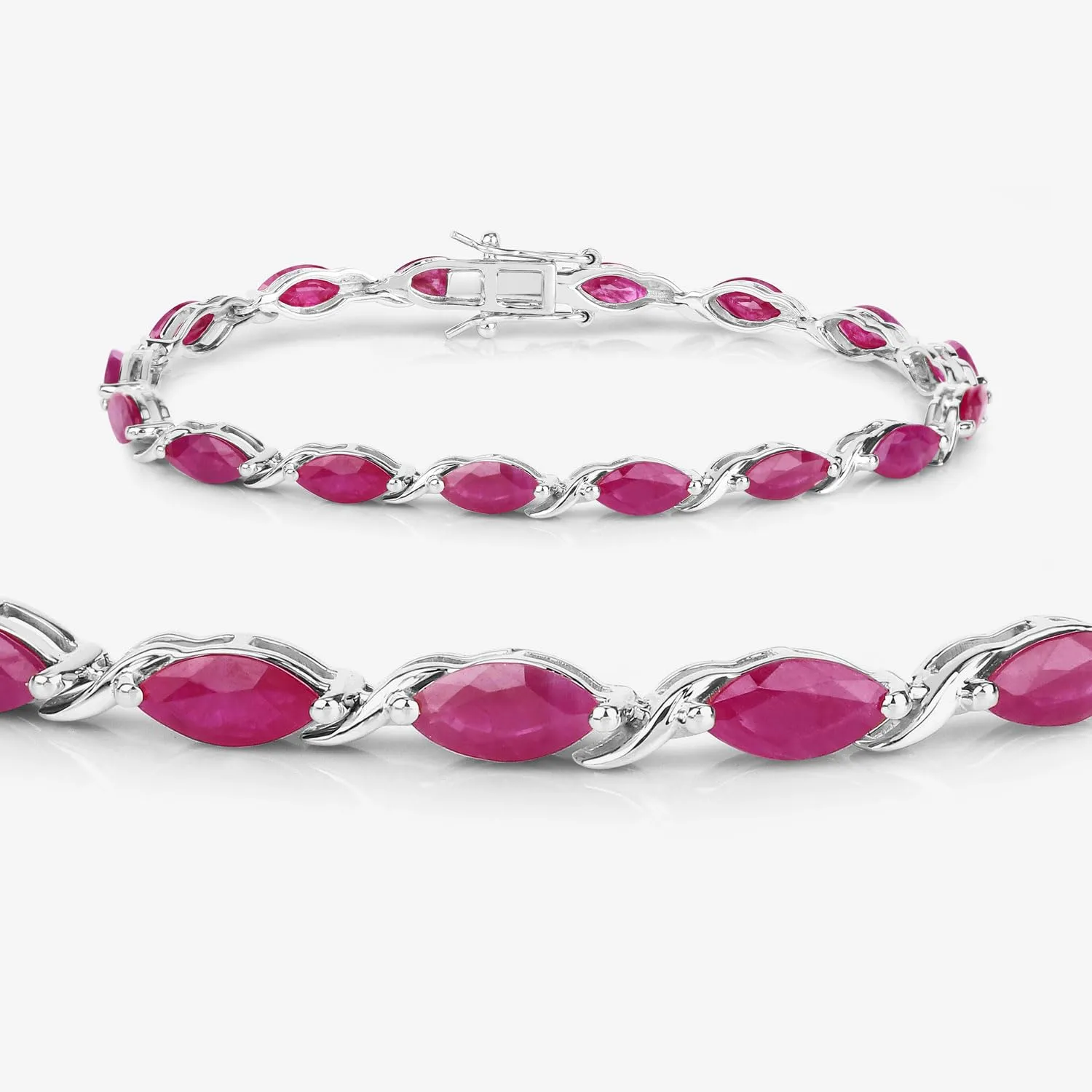 Marquise Pink Ruby Prong 10K White Gold Tennis Bracelet sold by Zulily product image thumbnail 5