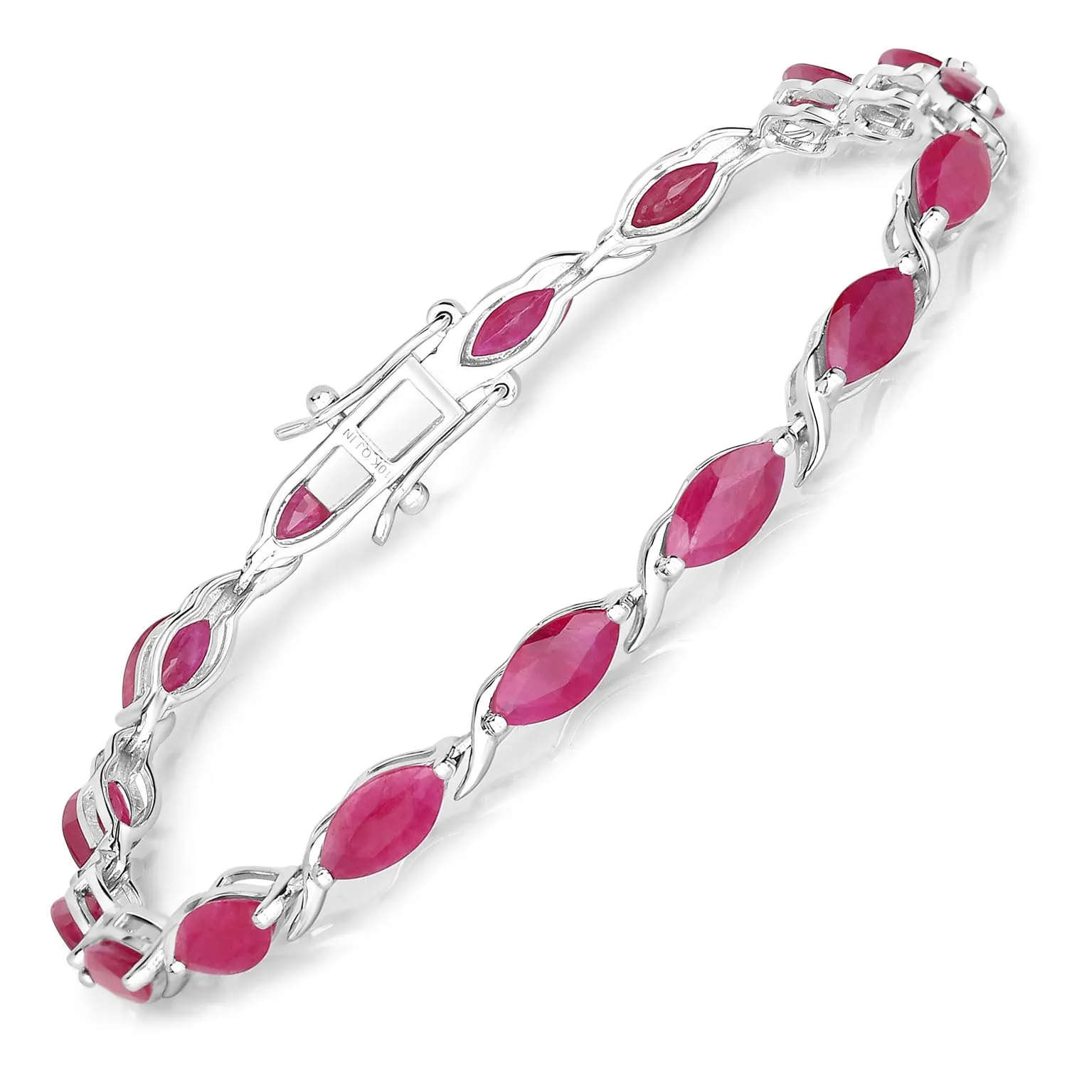 Marquise Pink Ruby Prong 10K White Gold Tennis Bracelet sold by Zulily product image thumbnail 3