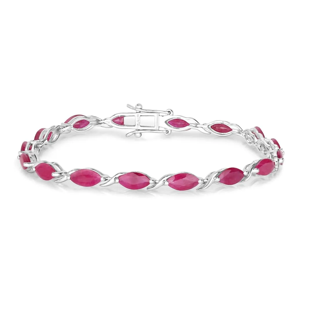 Marquise Pink Ruby Prong 10K White Gold Tennis Bracelet sold by Zulily