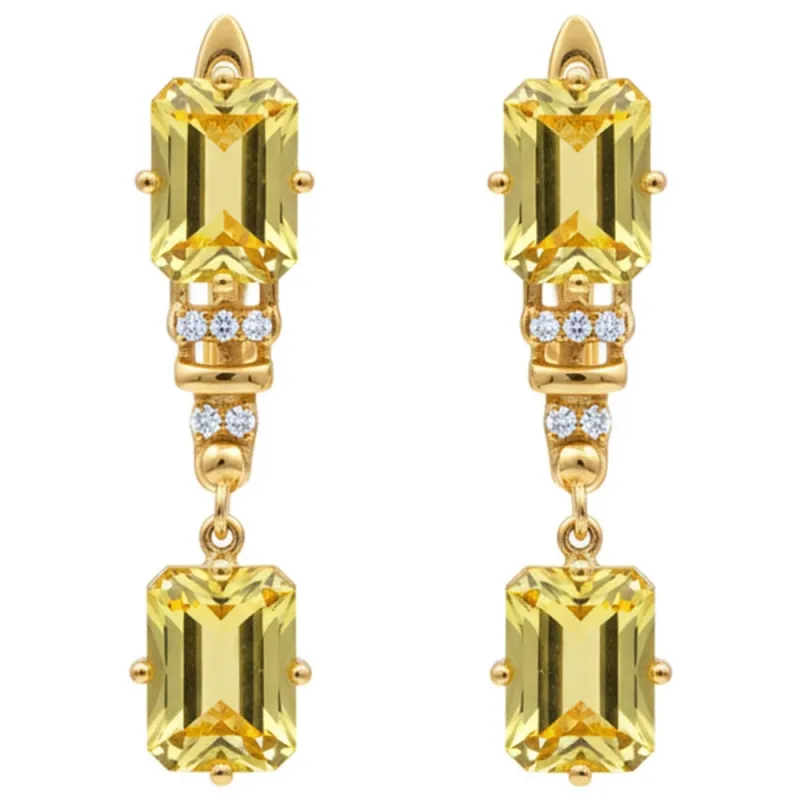 Natural Citrine Sterling Silver Drop Earrings made by Zulily