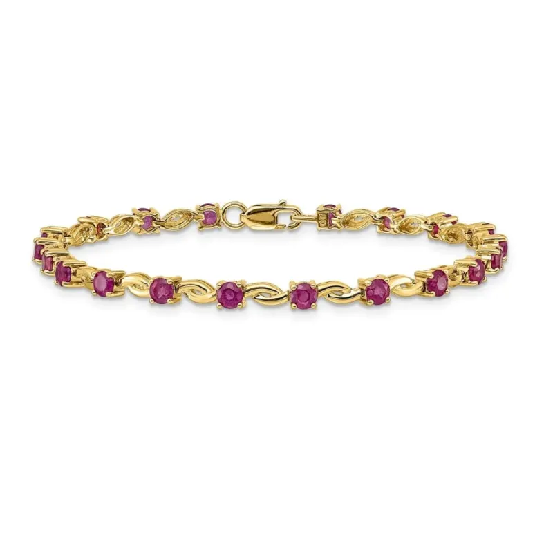 14k Gold Genuine Ruby Bracelet 2.8 Carats made by Zulily