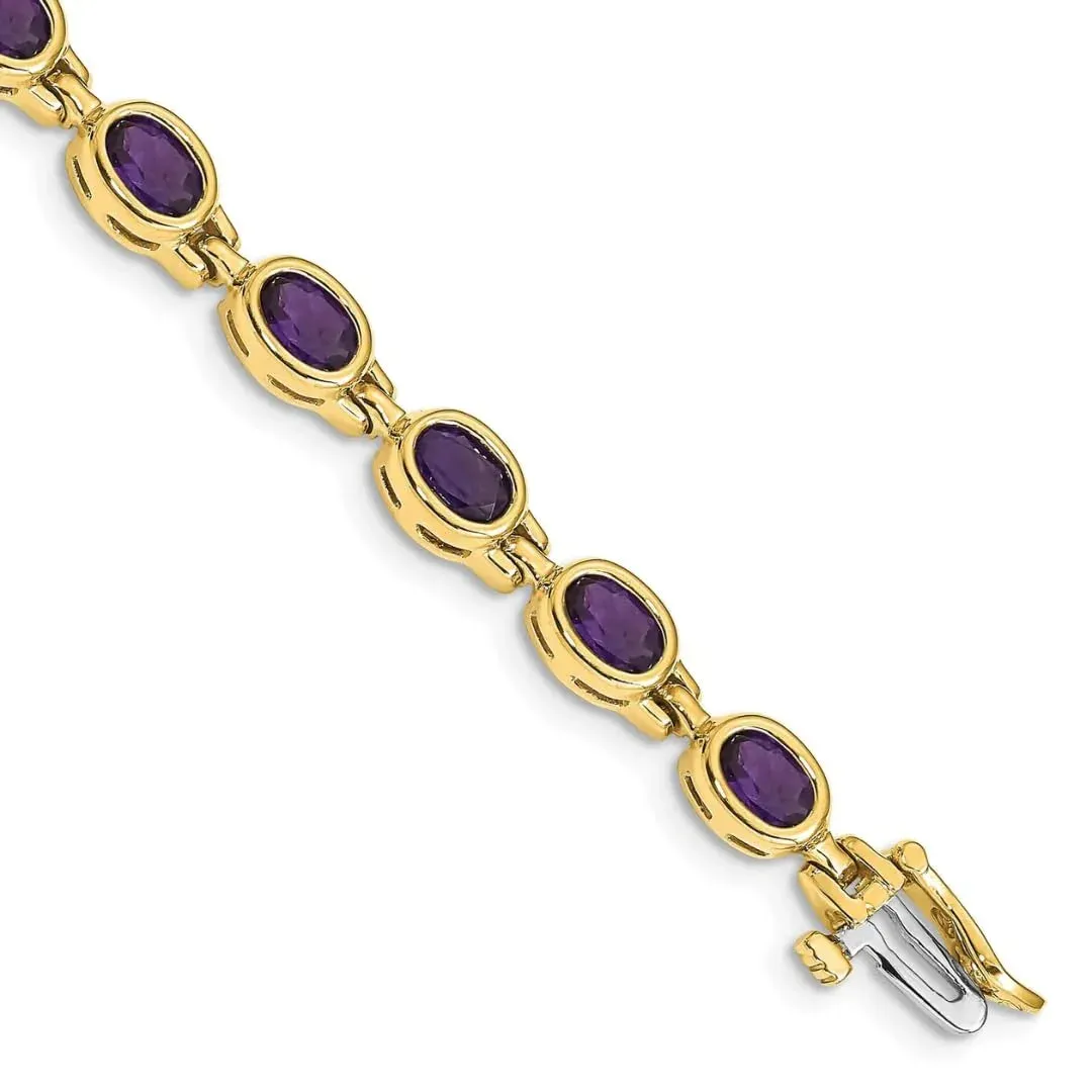 Genuine Amethyst 14K Yellow Gold Bracelet sold by Zulily