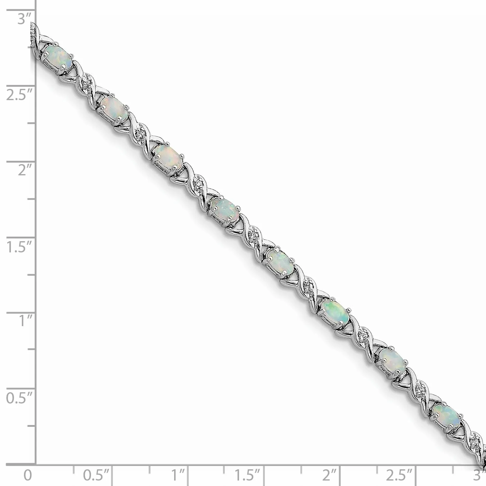 Oval White Created Opal & Diamond Prong Sterling Silver Infinity Link Bracelet sold by Zulily product image thumbnail 4
