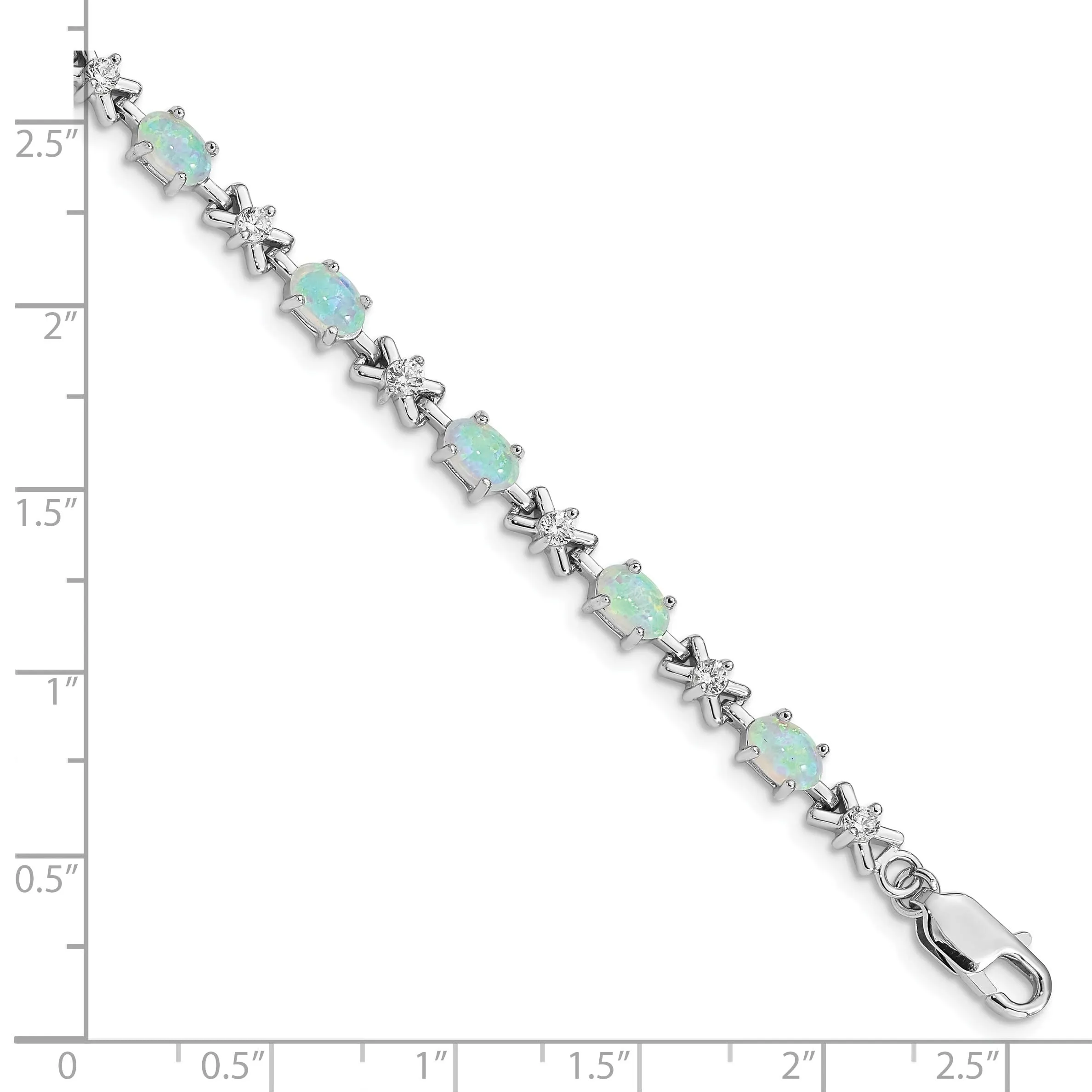 Oval White Created Opal & CZ Prong Sterling Silver X Link Bracelet sold by Zulily product image thumbnail 5