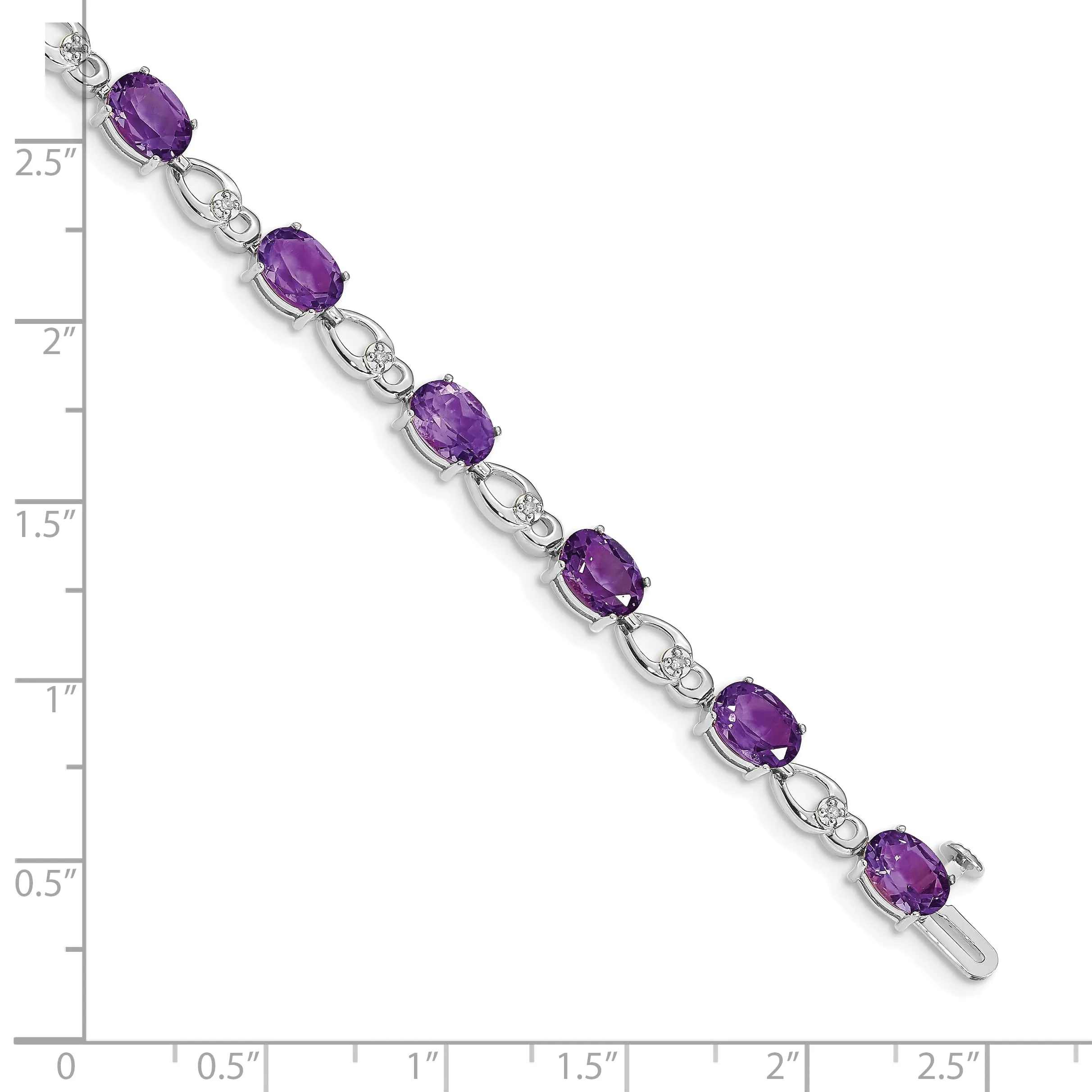 Oval Purple Amethyst & Diamond Prong 14K White Gold Infinity Link Bracelet sold by Zulily product image thumbnail 4