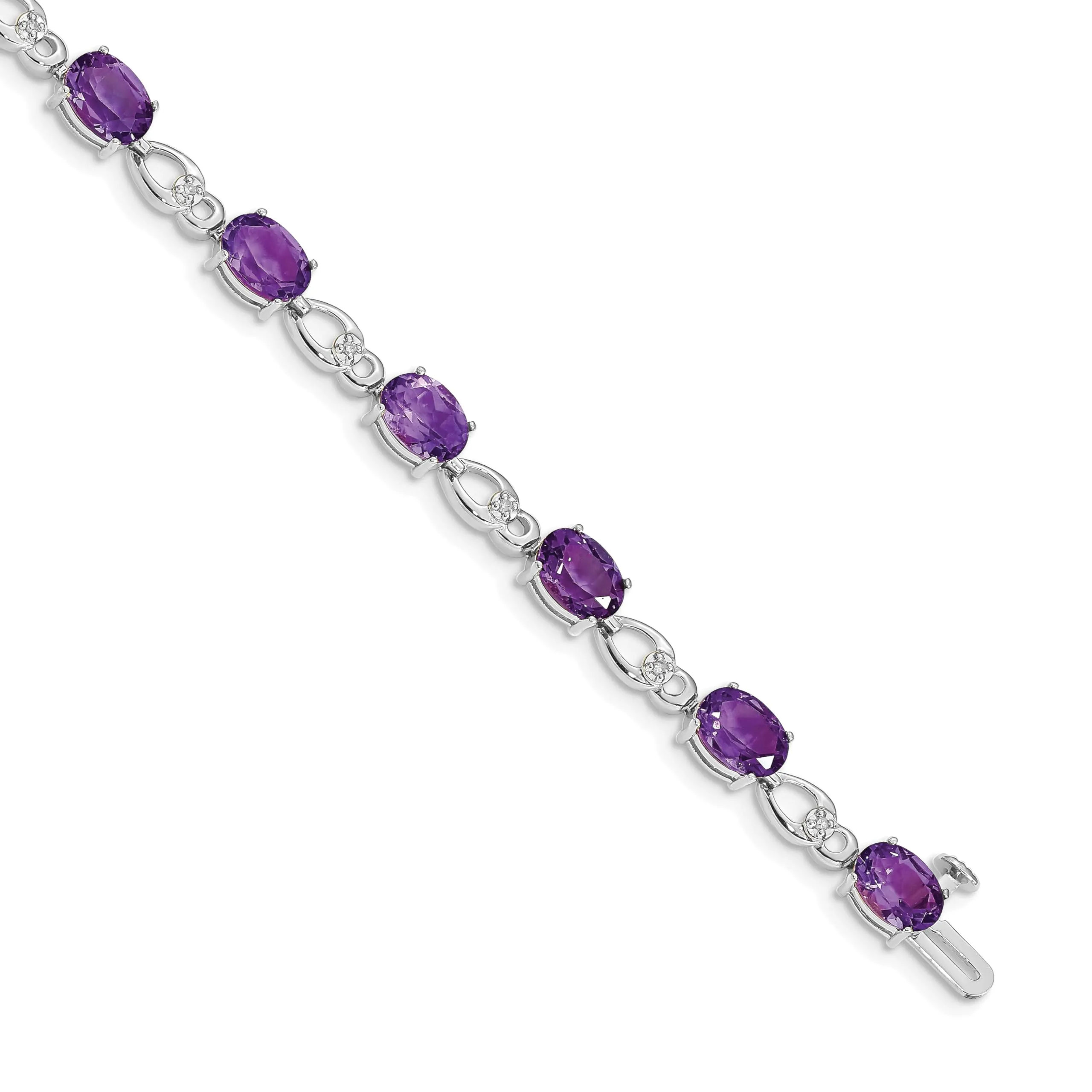 Oval Purple Amethyst & Diamond Prong 14K White Gold Infinity Link Bracelet sold by Zulily product image thumbnail 2