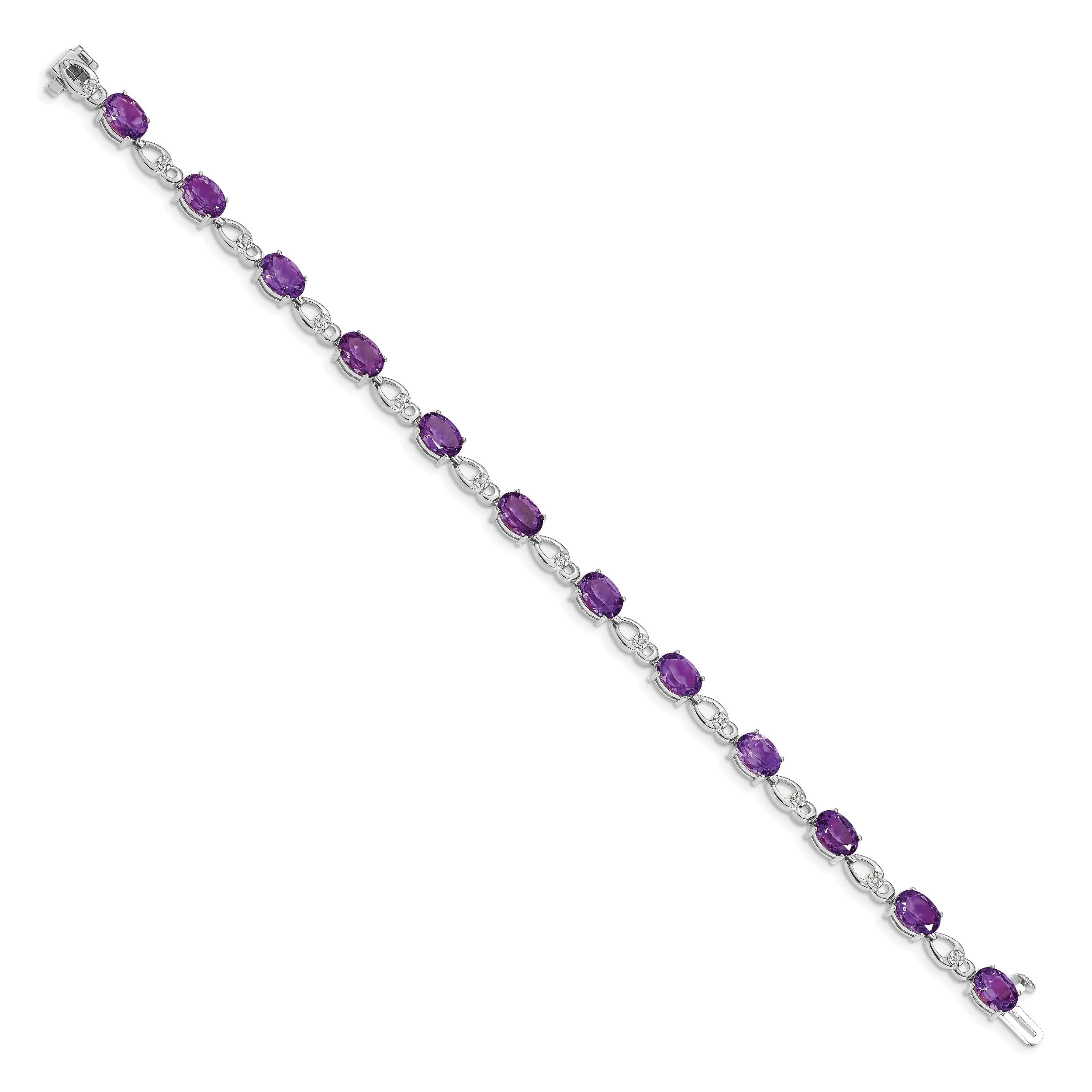 Oval Purple Amethyst & Diamond Prong 14K White Gold Infinity Link Bracelet sold by Zulily product image thumbnail 3