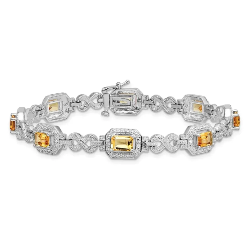Genuine Citrine Diamond Infinity Link Bracelet made by Zulily