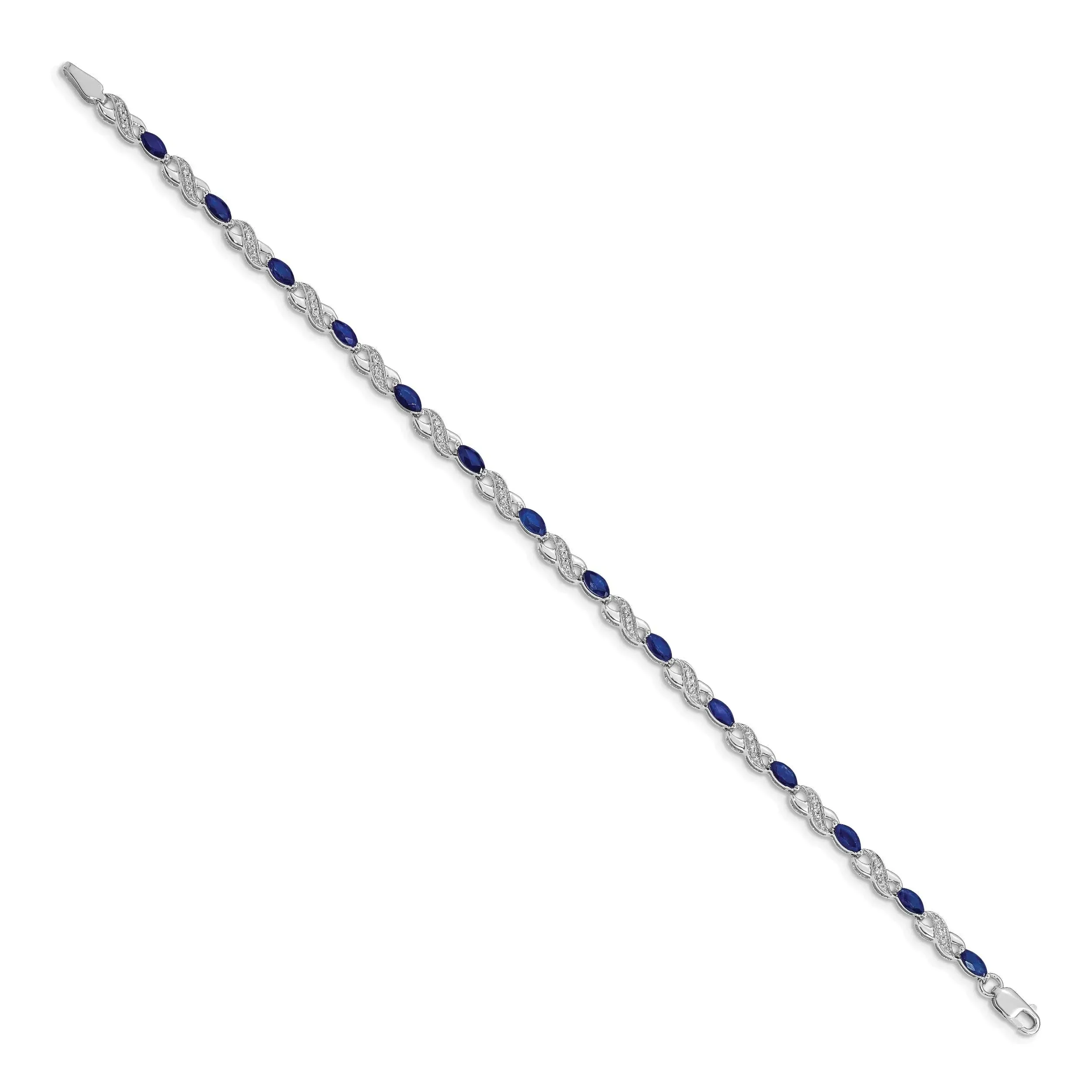 14k White Gold Diamond Sapphire Infinity 7.25 inch Bracelet sold by Zulily product image thumbnail 3