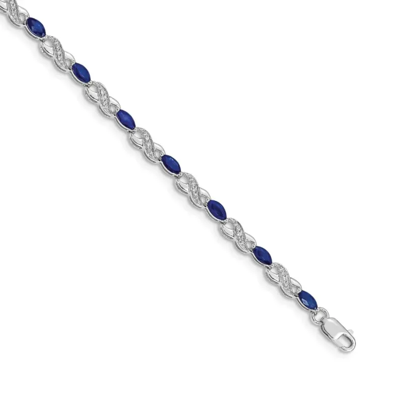 14k White Gold Diamond Sapphire Infinity 7.25 inch Bracelet made by Zulily