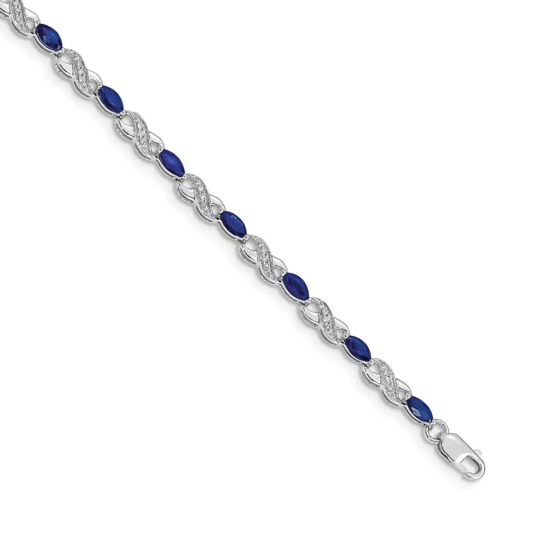 14k White Gold Diamond Sapphire Infinity 7.25 inch Bracelet sold by Zulily