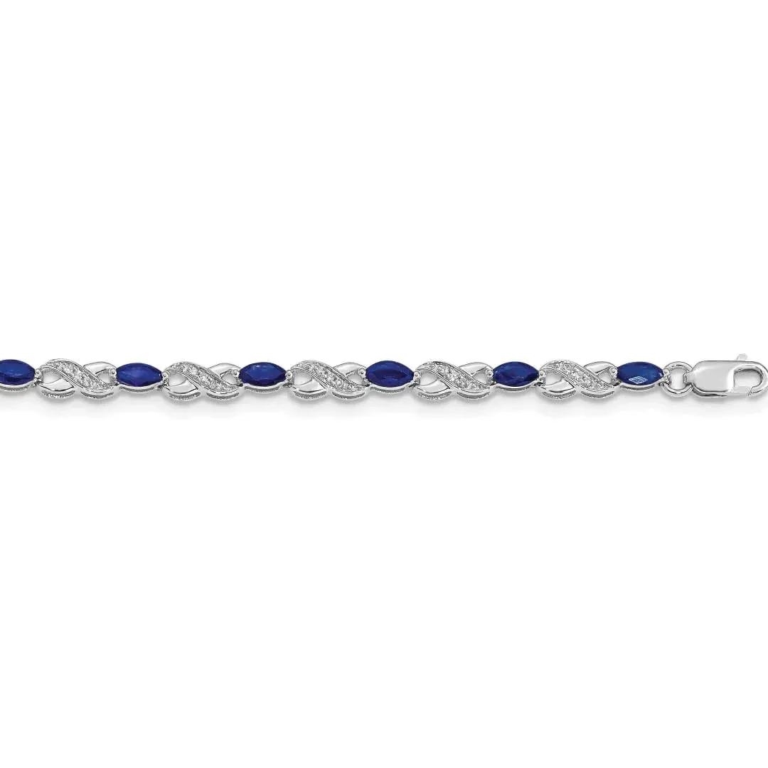 14k White Gold Diamond Sapphire Infinity 7.25 inch Bracelet sold by Zulily product image thumbnail 2