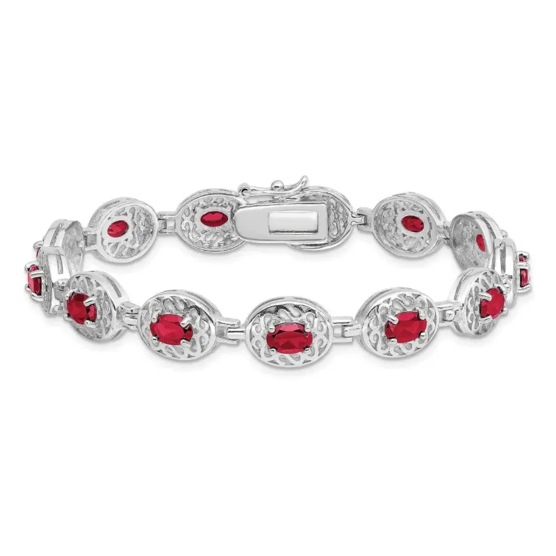 Genuine Red Ruby July Birthstone Silver Bracelet made by Zulily