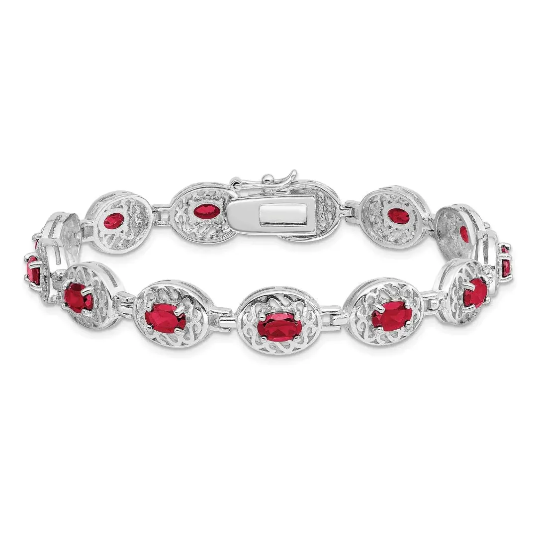 Genuine Red Ruby July Birthstone Silver Bracelet sold by Zulily