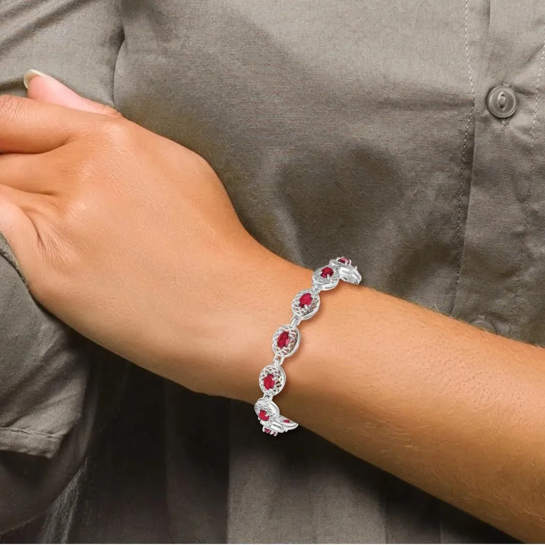 Genuine Red Ruby July Birthstone Silver Bracelet sold by Zulily product image thumbnail 5