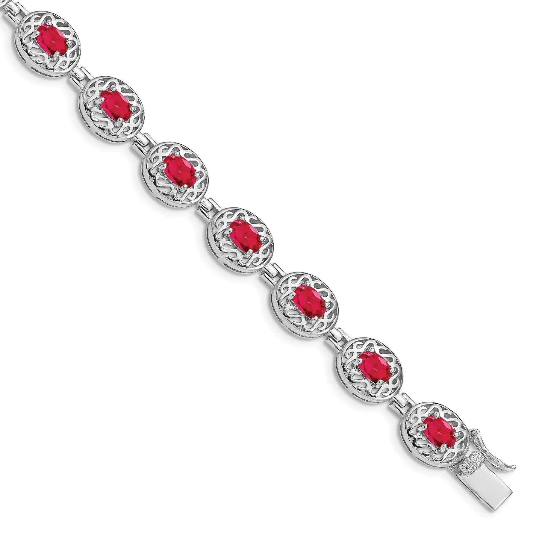 Genuine Red Ruby July Birthstone Silver Bracelet sold by Zulily product image thumbnail 2